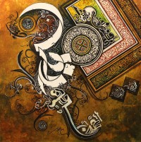 Bin Qalander, 24 x 24 Inch, Oil on Canvas, Calligraphy Painting, AC-BIQ-082